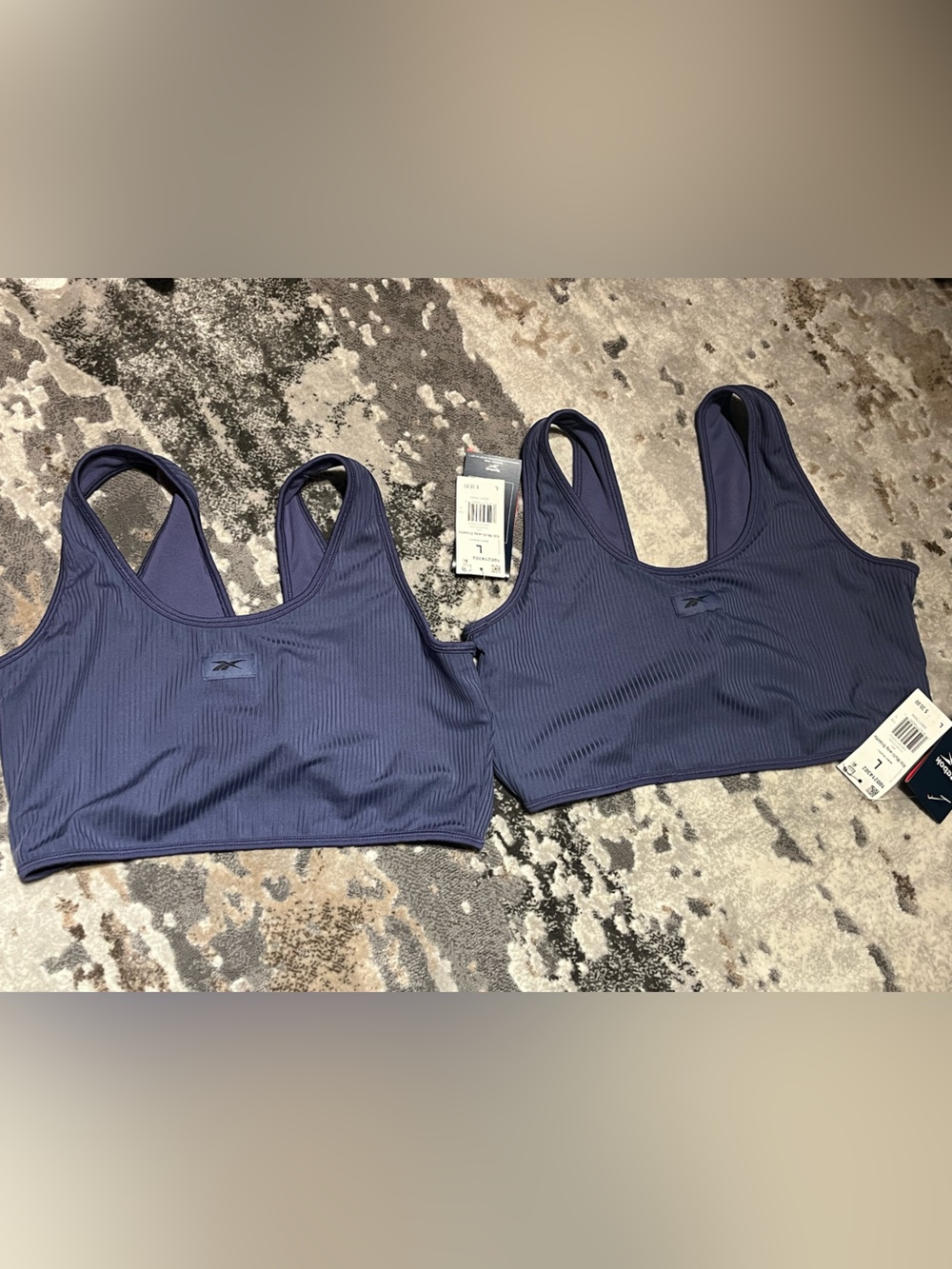 Reebok Women’s Size Large Rib Multi-way Bralette, Navy Blue